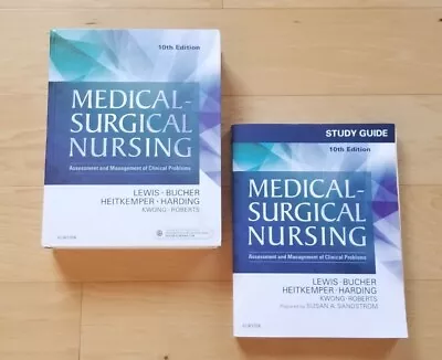 Medical-Surgical Nursing 10th Ed. Hardcover + Study Guide Lewis Bucher Et Al  • $10