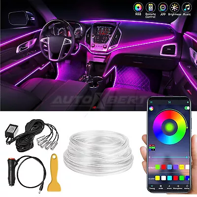 5-In-1 RGB LED Interior Strip Light Car Ambient Atmosphere Lighting APP Control • £20