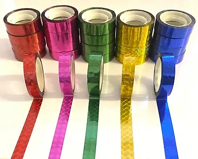 Holographic Foil Tape Prism RED BLUE GOLD GREEN PINK 30M X 10mm  • £1.99