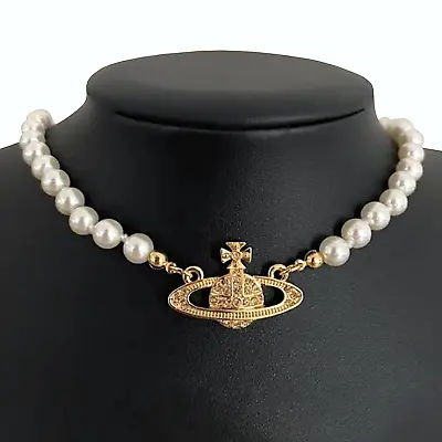 Authentic Vivienne Westwood Gold White Pearl Necklace Choker Chain • $60