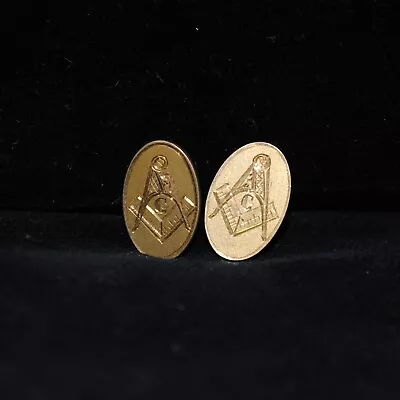 Antique Gold-filled Engraved Masonic Cufflinks With Bean Backs - Stamped  V  • $40