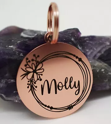 £4.99 • Buy Double Side Engraved Thick Round Id Name Disc Personalised Pet Dog Cat Tag 
