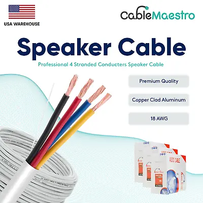 18AWG 18/4 Speaker Cable Wall 4 Conductors Wire Audio CL2 Gauge Bulk 250 500ft • $67.34