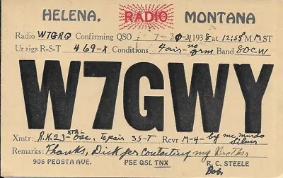 QSL 1938 Helena Montana    Radio Card • $6.02