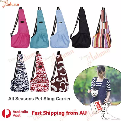 Pet Shoulder Sling Carrier Bag Puppy Cat Dog Travel Cool Oxford Cloth Safe Clip • $22.99