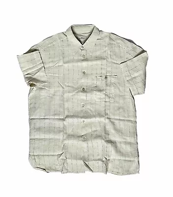 Ermenegildo Zegna Cotton Linen Blend Short Sleeve Scalloped Sleeve Shirt • $34.99