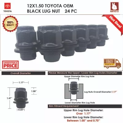 24pc Toyota Sequoia/sienna/tacoma 12x1.5 Black Mag/flat Lug Nuts Fit Stock Wheel • $20.99