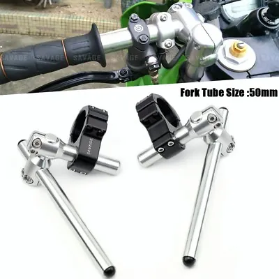 50mm CNC Performance Stunt Adjustable Shift Clip-ons Handle Bars Motorcycle • $95.08