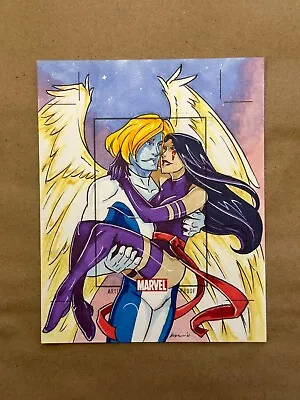 2010 RH Marvel Heroes Villains Uncut Sketch Card Psylocke&Angel By Kat Laurange • $250