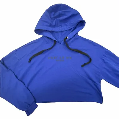 C'est La Vie Paris Women's Cropped Blue Hooded Hoodie Sweatshirt EUC Small • $14.95