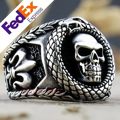 Retro Gothic Skull Biker 925 Sterling Silver Luxury Men's Ring All Sizes • $60.90