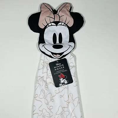 Disney Minnie Mouse Hanging Hand Towel Kitchen Pink White Bows NEW • $16.65