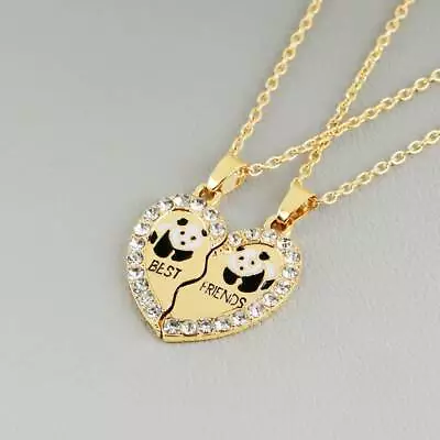 £1.73 • Buy New Best Friend Necklace Panda Heart 2pcs/set Tone Friendship Gold Necklace