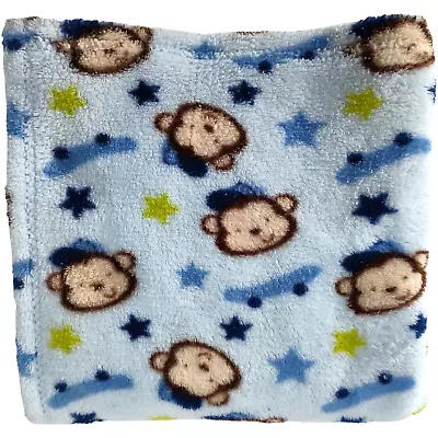 Cutie Pie Blue Skater Monkey Face Baby Blanket Stars Skateboard Htf Lovey • $48