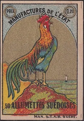 Old Matchbox Label Sweden For France Chicken Allumettes Suedoises 0.20c • $2.99