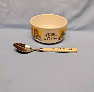 Vintage 1988 WILLOW Movie Plastic Cereal Bowl + Spoon Quaker Oats • $7.49