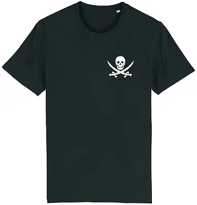 Pirate Flag Pocket T-Shirt Funny Skull Crossbones Mermaid Husband Fancy Dress • £9.95