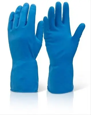 1 5 10 Pairs Blue Household Latex Rubber Gloves Washing Up Kitchen Cleaning • £2.99