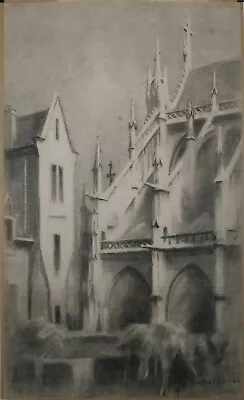 Michel Frechon - Drawing Original - Charcoal - Church Of St Maclou • £1878.14