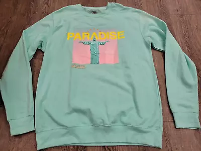 Paradise Lost Aqua Crewneck Sweatshirt Large Rio De Janeiro Christ The Reedemer • $19.99