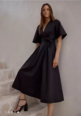 Viktoria And Woods Size 6/xs/0-0 Navy Waterfall Dress RRP $499 (sold Out) • $280