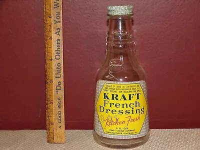 Vintage Kraft French Dressing Bottle W/ Paper Label - 8 Oz. - Very Nice ! • $19.99