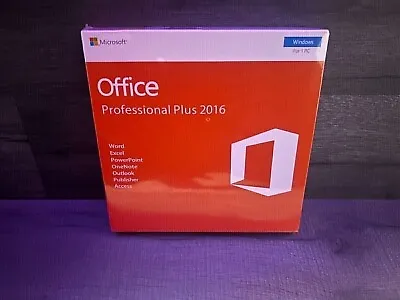 Microsoft Office Pro Plus 2016 - Lifetime - DVD - Retail Box - New Sealed • £48.99