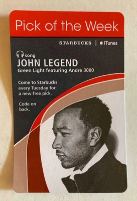 $13.11 • Buy Starbucks ITunes Pick Of The Week Card John Legend Green Light December 2008