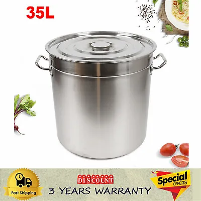 £47 • Buy 35L Large Deep Cooking Stock Pot Stainless Steel 201 With Lid - CATERING NEW New
