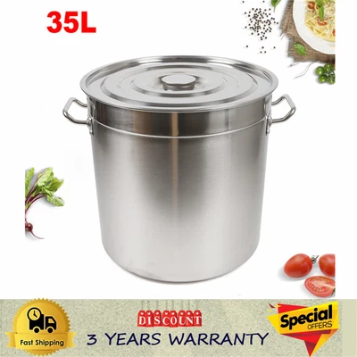 £47 • Buy 35L Large Deep Cooking Stock Pot Stainless Steel 201 With Lid - CATERING NEW New
