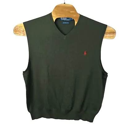Polo Ralph Lauren Mens Green Pima Cotton Knit Sleeveless Sweater Vest XL • $29.99