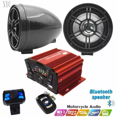 Motorcycle Waterproof Audio System FM Radio Stereo Amplifier Speaker MP3 Remote • $59.99