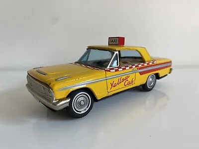 VTG 1950s Bandai Japan FORD FAIRLANE YELLOW CAB TAXI Battery Op Toy Car 8.5  • $139.99