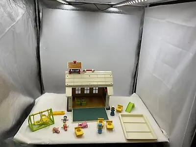 Vintage 1971 FISHER PRICE USA PLAY FAMILY SCHOOL Schoolhouse With Accessories • $39.20