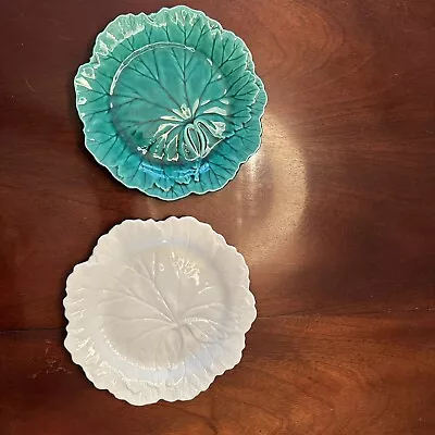 Vintage WEDGWOOD Cabbage Leaf Plate Green And White Majolica 8” Plates • $39.95