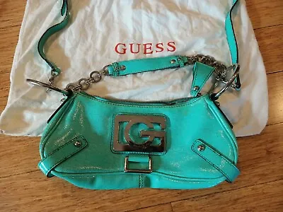 Vintage Y2K 90s Guess Shoulder Hand Bag Baguette Paris Hilton Turquoise Dust Bag • $69