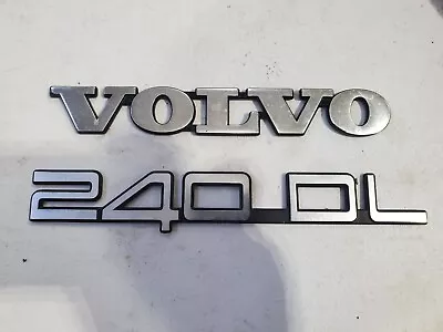 90-95 Volvo 240 DL Rear Trunk Emblem OEM Badge Logo Lid Label Set Silver Vintage • $26.99