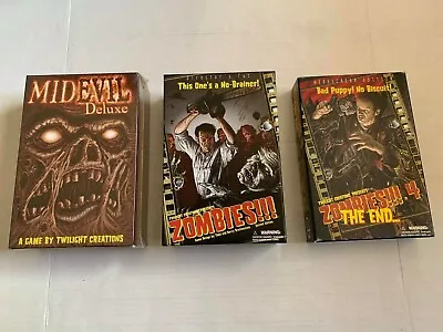 LOT  3 TWILIGHT CREATIONS GAMES: ZOMBIES!!! ZOMBIES 4 And MIDEVIL DELUXE SEALED • $73.15