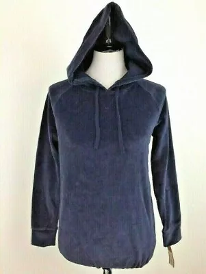 NWT Merona Womens Pullover Hoodie Sweatshirt Size XS Navy Blue Velour Top NEW • $10.91