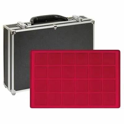 Lindner 2338-192 Large Coin Carrying Case With 8 Red Coin Trays For 192 Coins Or • £97.85