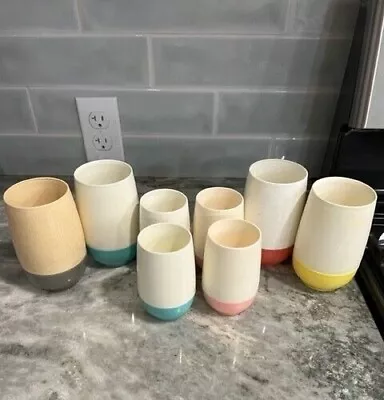 $28 • Buy Vintage Vacron Bopp Decker Vacuum Tumbler MCM Pink, Aqua, Yellow, Grey Set Of 8