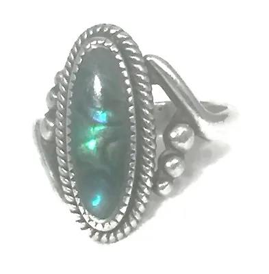 Abalone Ring Southwest Vintage Sterling Silver Boho Ring Size 6.50  Girls • $38