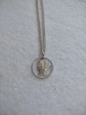 Vintage 1941 US Coin Mercury Dime Cutout Necklace • $16