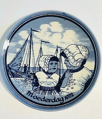 Delft Blue Ceramic Genuine Plate Moederdag Mother's Day 1972 Holland 6 1/4  • $14.89