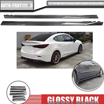 For Mazda 2 3 5 6 CX-3 CX-5 Side Skirt Extension Lip Winglet Carbon Fiber Glossy • $79.99