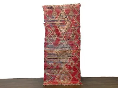 Moroccan Runner RugBedroom Rug Vintage Shaggy Kilim Area Redd Wool Rug2x6 Ft • $229.50