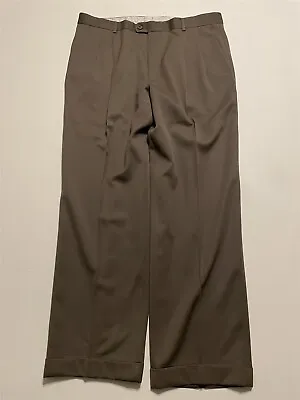 NWT Zanella 38 X 32 Made In Italy Bennett Olive 100% Wool Pleated Dress Pants • $119.70