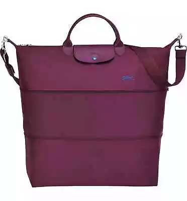 Longchamp Club Expandable Le Pliage Nylon Travel Bag Duffel Tote ~NIP~ Plum • $248