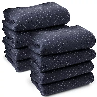 8 Moving Blankets Furniture Pads - Pro Economy - 80  X 72  Navy Blue And Black • $45.99