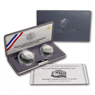 1991 2-Coin Mount Rushmore Proof Set (w/Box & COA) • $64.16